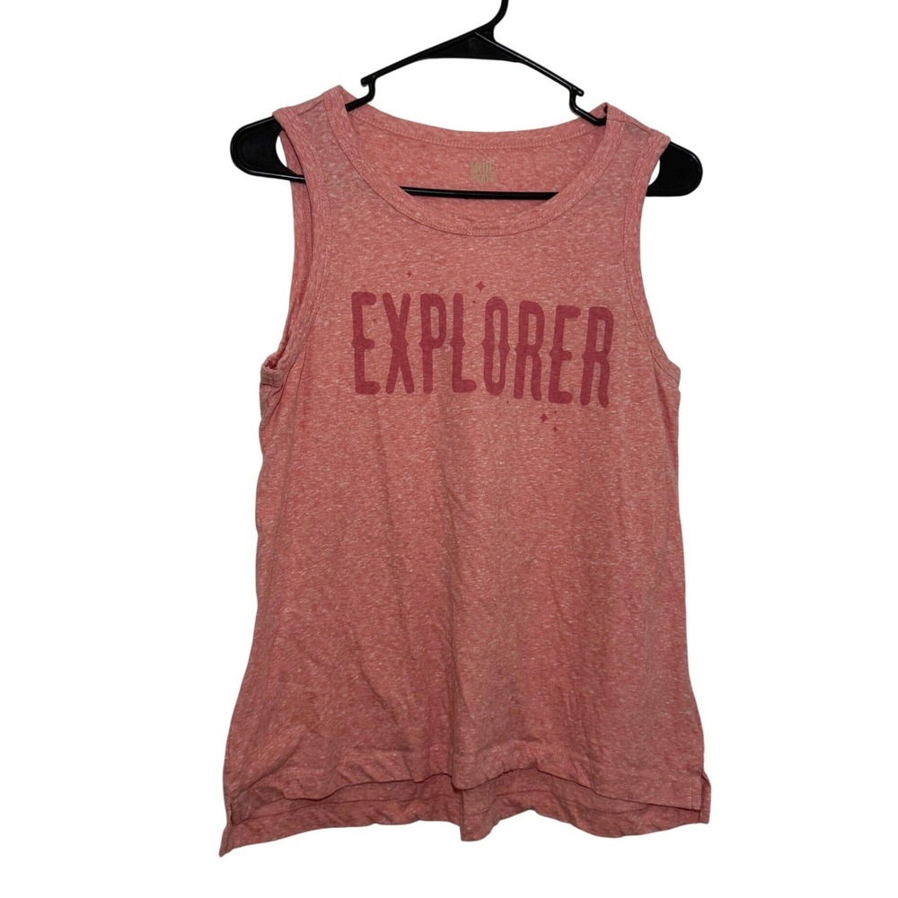True Craft Womens Explorer Graphic Tank Top Heather‎ Pink Red Sleeveless Large